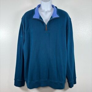 Lands' End Men's Blue Quarter Zip Pullover Sweater SzXXL Preppy Casual Staple
